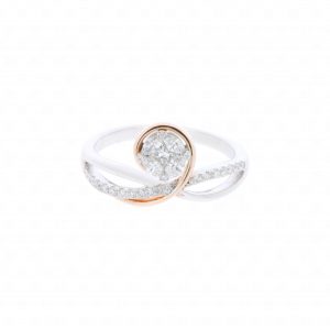 แหวนทองขาว-ทองชมพูแท้ 18K ประดับเพชร